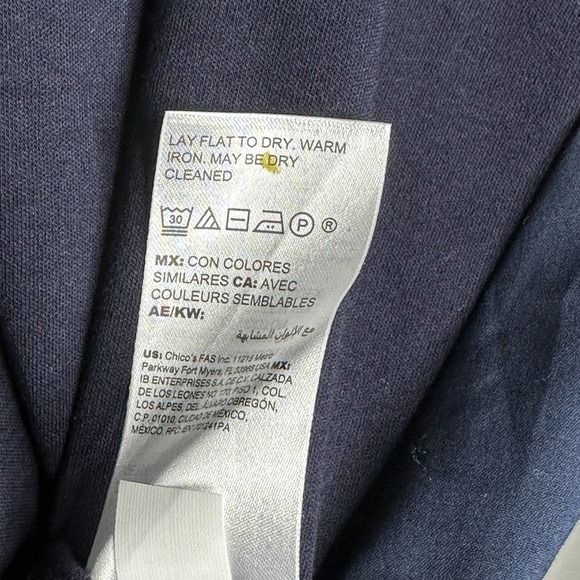 Chico's Womens High‎ Low Tunic Blouse Size L Black Navy Short Sleeve NWOT - Picture 5 of 6